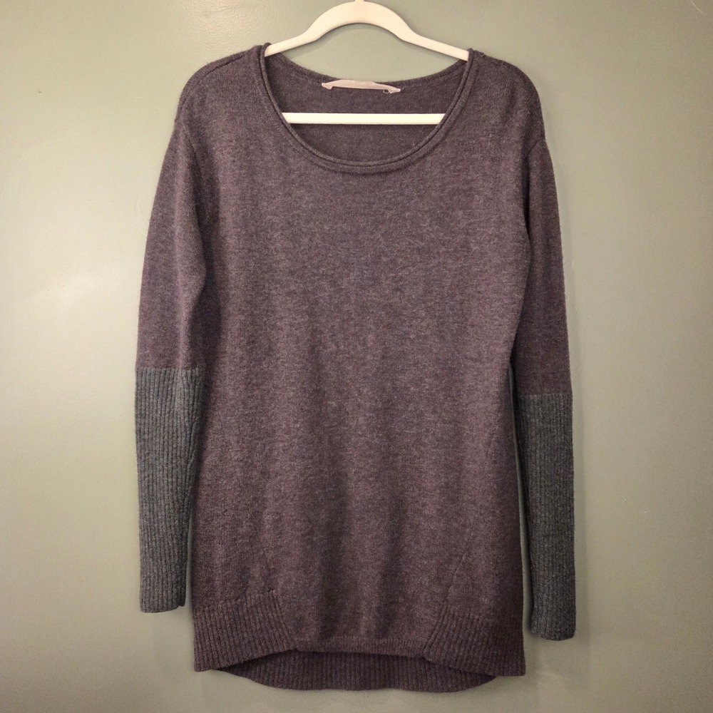 Athleta 100% Merino Nopa Sweater High Low Two Tone Size XS Boho Indie